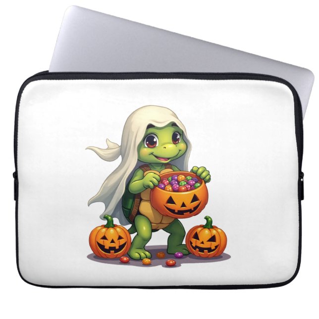 Funda Para Portátil Cute Halloween Turtle Ghost with Candy (8) (Frente)