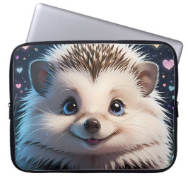 Funda Para Portátil Cute Hedgehog con grandes ojos azules