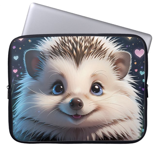 Funda Para Portátil Cute Hedgehog con grandes ojos azules (Frente)