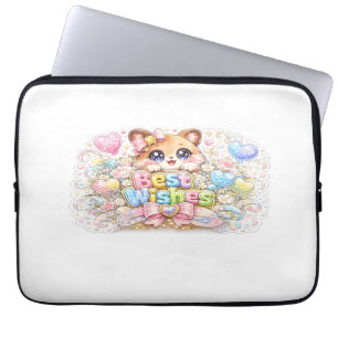 Funda Para Portátil Cute Kawaii Mejores Deseos Gato Pastel Rosa Floral