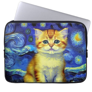 Funda Para Portátil Cute Kitten Starry Night Van Gogh