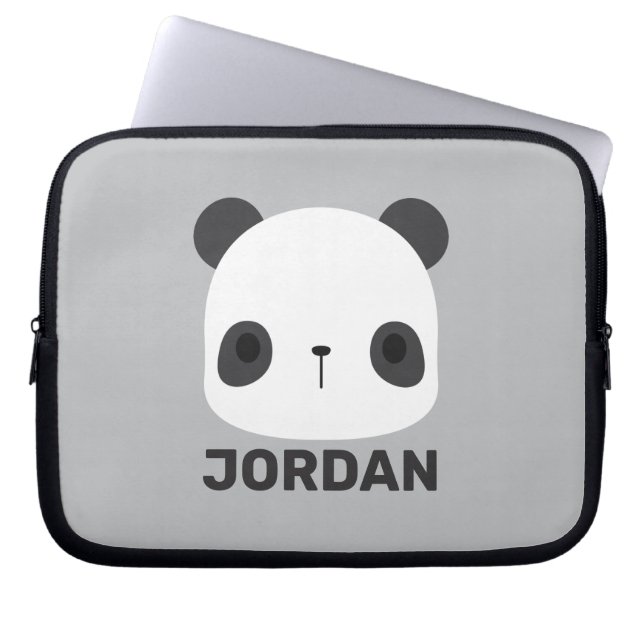 Funda Para Portátil Cute Little Panda Bear with Personalized Name (Frente)