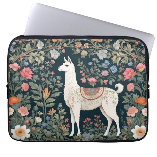 Funda Para Portátil Cute Llama Elegante Floral (Frente)