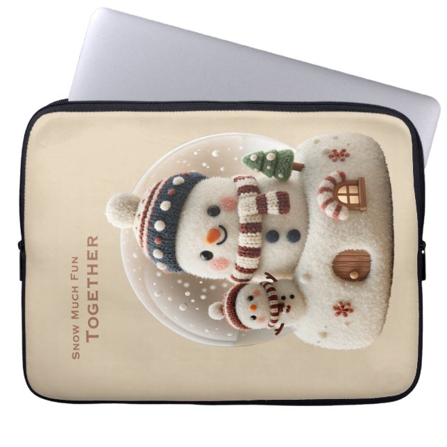 Funda Para Portátil Cute Needle Felted Snowman Snowglobe (Frente)
