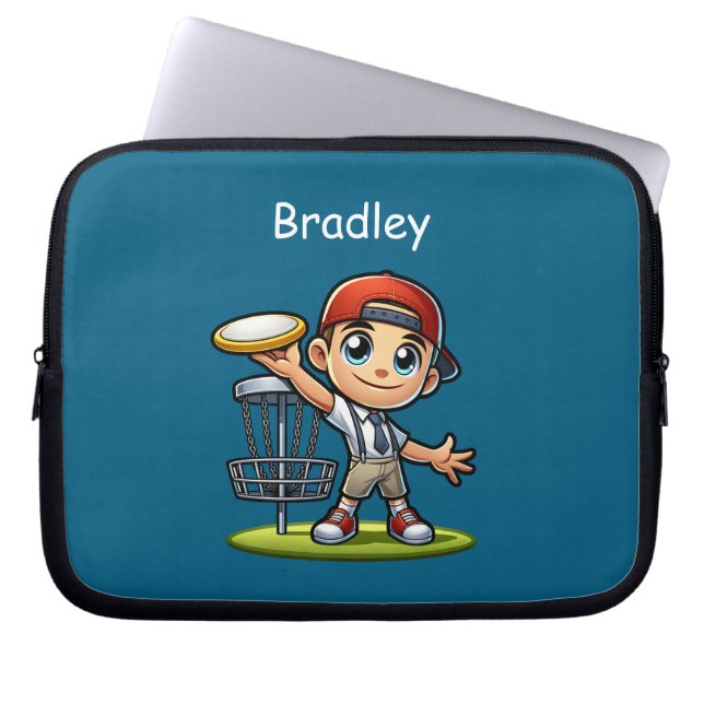 Funda Para Portátil Cute niño pequeño jugando disco Golf Personalizado (Frente)