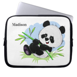 Funda Para Portátil Cute Panda nombre personalizado mangas de portátil