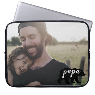 Funda Para Portátil Cute papá oso silueta con foto personalizada