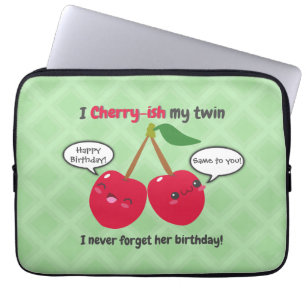 Funda Para Portátil Cute Red Cherry Kawaii Gemelos Cumpleaños