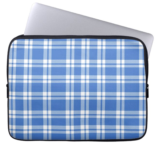 Funda Para Portátil Cute Retro Blue Gingham Plaid Pattern (Frente)
