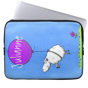 Funda Para Portátil Cute sheep with purple balloon whimsical cartoon