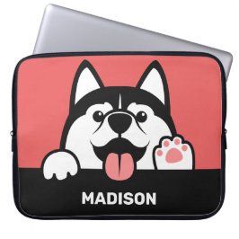 Funda Para Portátil Cute Siberian Husky nombre personalizado Portátil