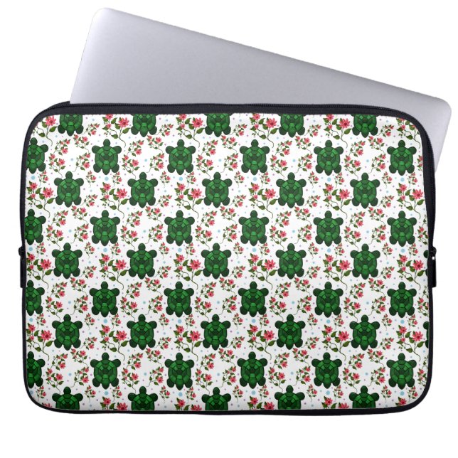 Funda Para Portátil Cute Turtle and Floral Seamless Pattern  (Frente)