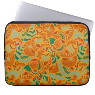 Funda Para Portátil Cuto naranja abstracto flores sin costura cerámica
