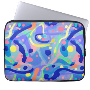 Funda Para Portátil Cuto Resumen Azul Pastel Neón Patrón Repetidor