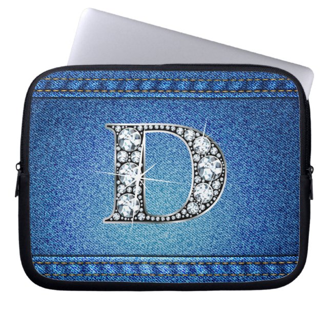 Funda Para Portátil D "Diamante" Denim Stitching Electronics Bag (Frente)