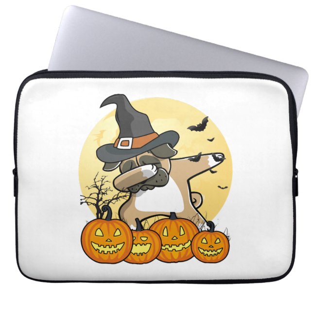 Funda Para Portátil Dabbing Pug Halloween (Frente)