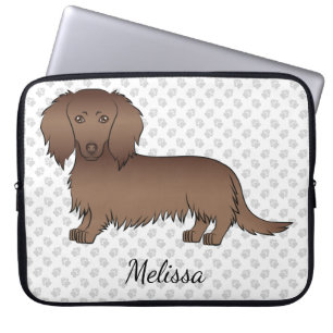 Funda Para Portátil Dachshund de pelo largo de chocolate de dibujos an