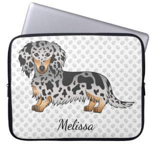 Funda Para Portátil Dachshund de pelo largo y manchas negras y canela 