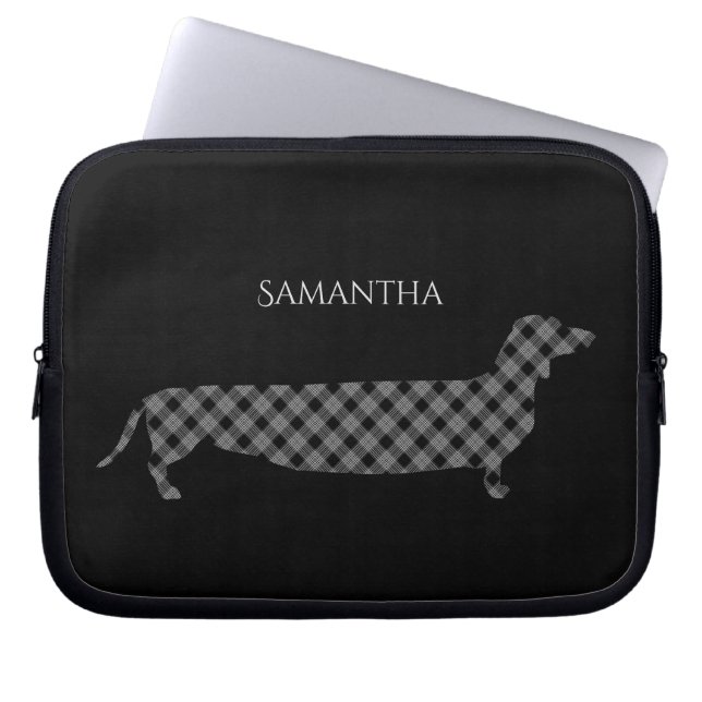 Funda Para Portátil Dachshund en negro personalizado (Frente)