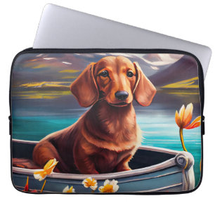 Funda Para Portátil Dachshund en una paleta: Una aventura escénica