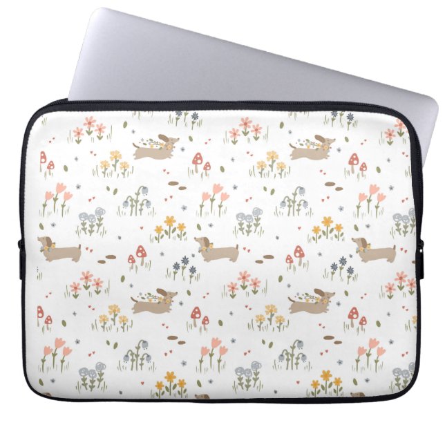 Funda Para Portátil Dachshund Lover Weiner Dog Sausage Dog Wildflower (Frente)