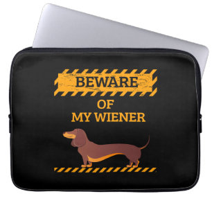 Funda Para Portátil Dachshund Perro gracioso Cuidado con mi viejero