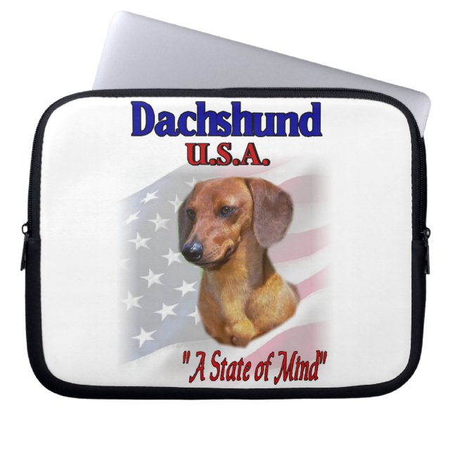 Funda Para Portátil Dachshund USA (Frente)