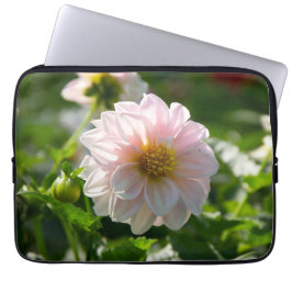 Funda Para Portátil Dahlia blanca en la foto del jardín