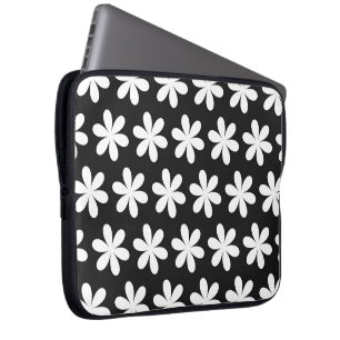 Funda Para Portátil Daisies blancos sobre negro