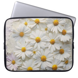 Funda Para Portátil Daisies Blancos Sobre Papel En Peligro