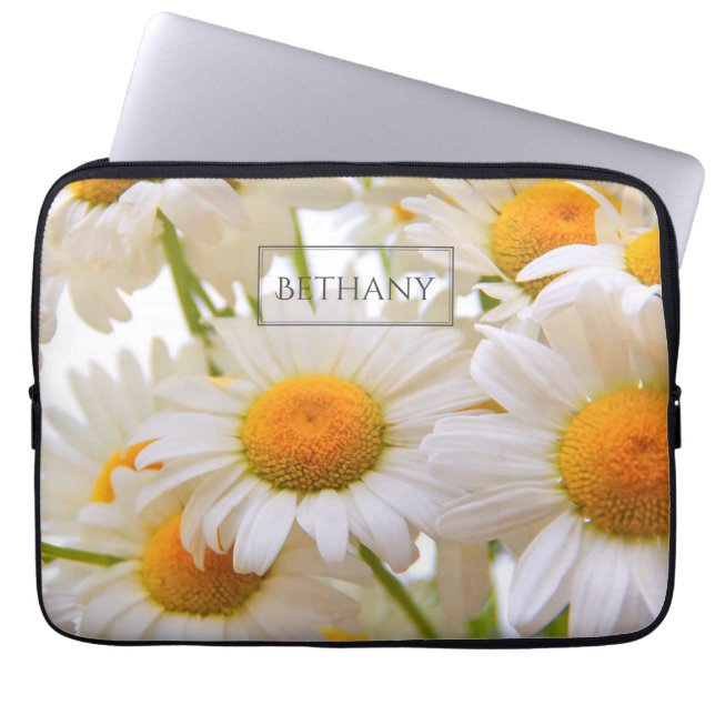 Funda Para Portátil Daisies brillantes Flores Elegantes Personalizadas (Frente)