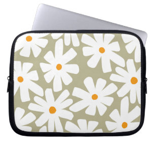 Funda Para Portátil Daisies de primavera patrón retro floral salvia ve