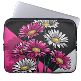 Funda Para Portátil Daisies Pink and White Electronics Bag