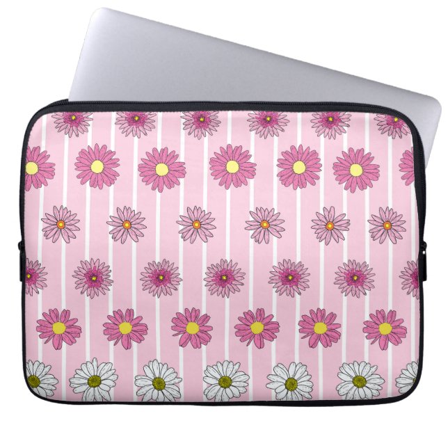 Funda Para Portátil Daisies rosados y blancos (Frente)