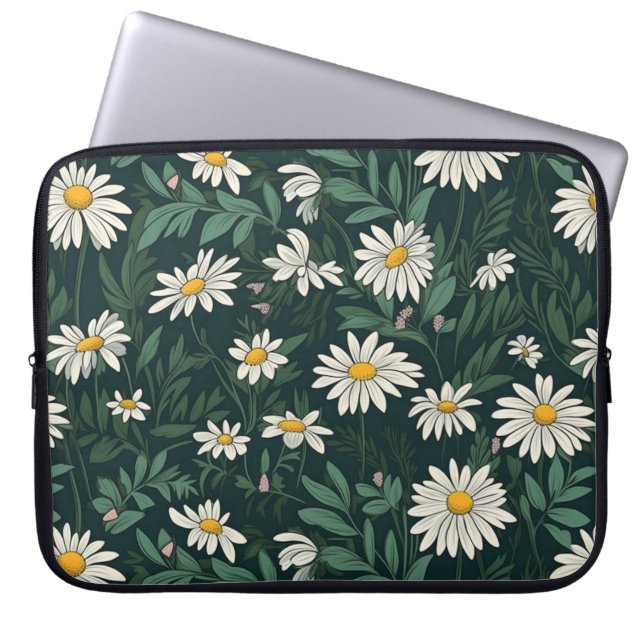 Funda Para Portátil Daisy digital blanco de verano (Frente)