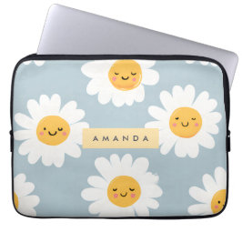 Funda Para Portátil Daisy sonriente personalizada de Cute Pastel