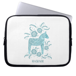 Funda Para Portátil Dala sueca Nombre personalizado de caballo Verde a