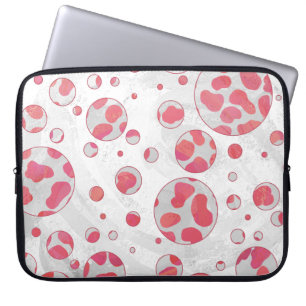 Funda Para Portátil Dálmata de lunares Rosa y Blanco