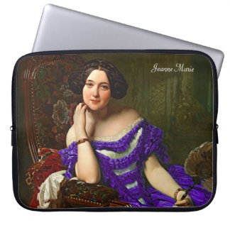 Funda Para Portátil Dama Elegante Vintage Con Vestido Violeta Azul