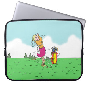 Funda Para Portátil Dama jugando al golf y entrando en un torbellino