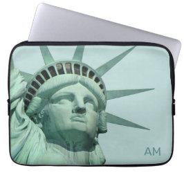 Funda Para Portátil Dama Libertad y monograma en azul claro