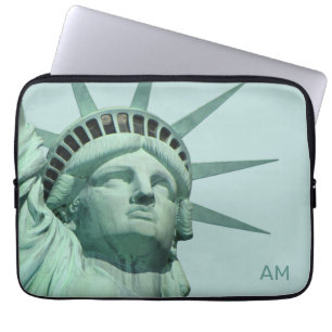 Funda Para Portátil Dama Libertad y monograma en azul claro