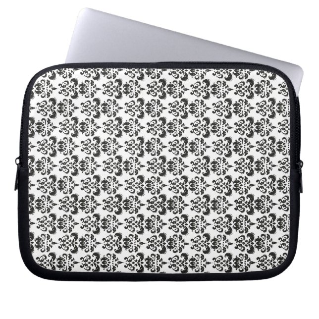 Funda Para Portátil Damasco blanco y negro (Frente)