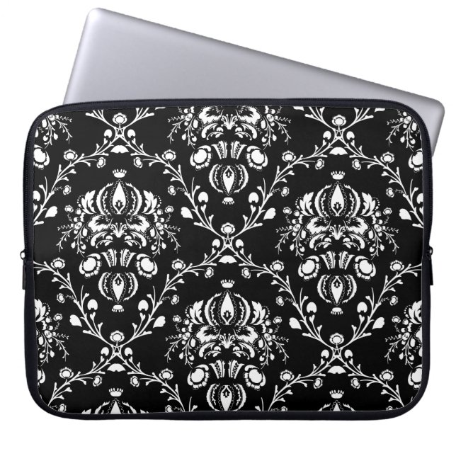 Funda Para Portátil Damasco blanco y negro (Frente)