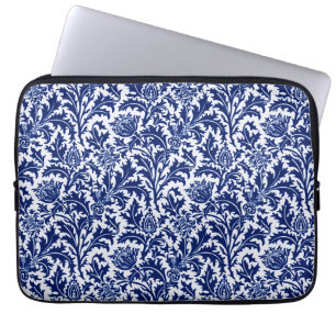Funda Para Portátil Damasco de botellas de William Morris, azul cobalt