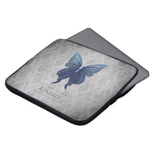 Funda Para Portátil Damasco de mariposa con manchas azules