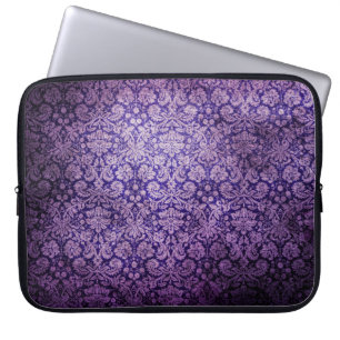 Funda Para Portátil Damasco floral púrpura del vintage