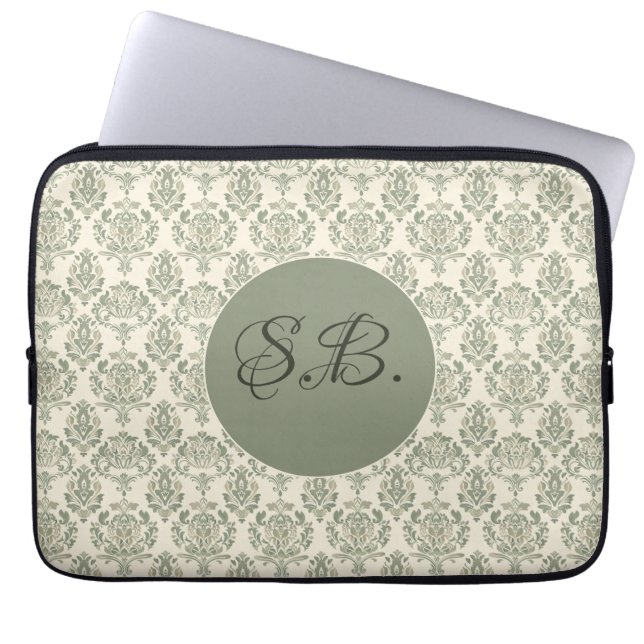 Funda Para Portátil Damasco verde (Frente)
