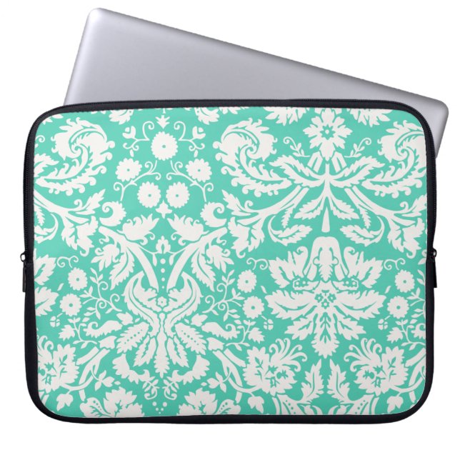 Funda Para Portátil Damasco verde de Seafoam (Frente)