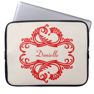 Funda para portátil Damask de Moda roja